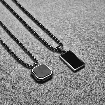 Black Lockets for Men (Set of 2)